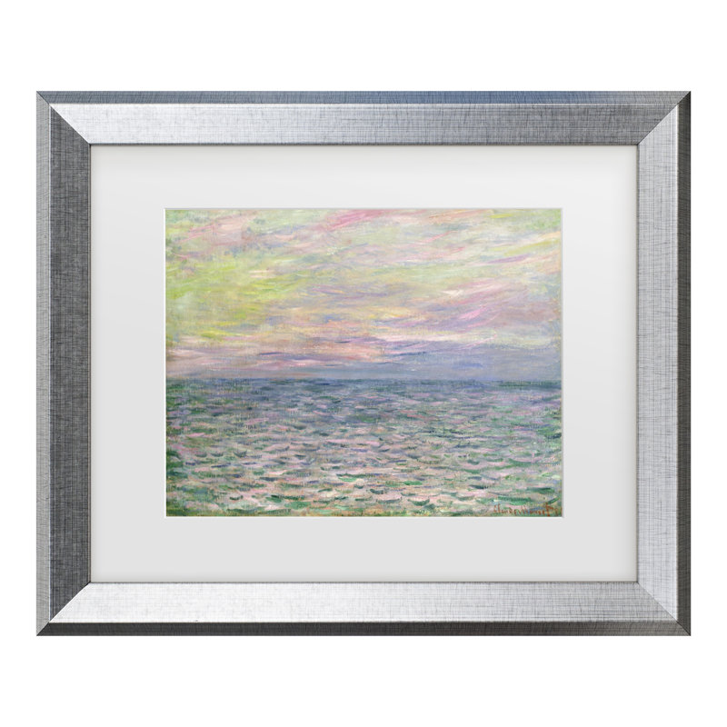 «Coucher De Soleil A Pourville» par Claude Monet, H 14,5 po x l 17,5 po x P 0,75 po, Argent