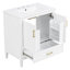 Meuble-lavabo cannelé élégant de 30 po avec lavabo en céramique, boîte simple, pieds en bois massif, portes et tiroir à fermeture en douceur, tablette de porte-986909388