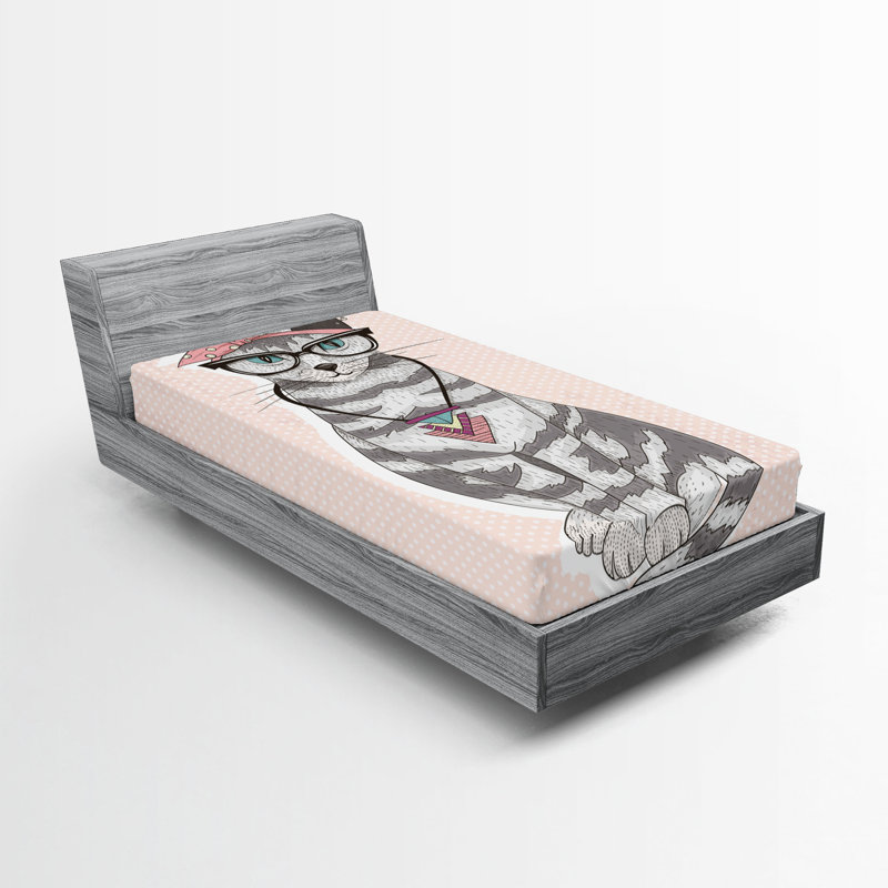 Ensemble de 2 draps-housse pour chat Ambesonne, Ensemble de draps pour taille de lit simple TG
