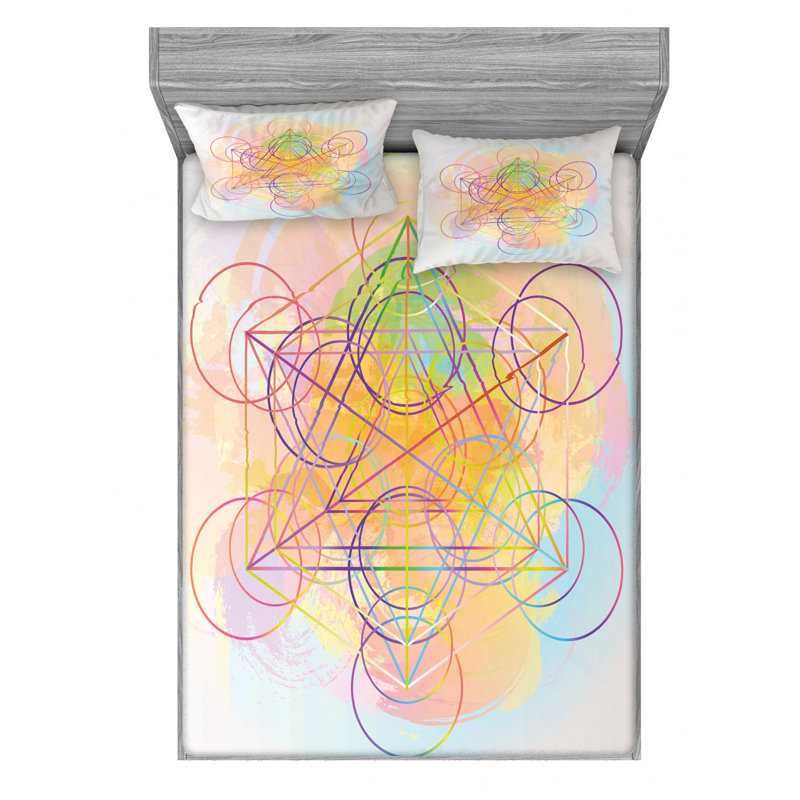 Microfiber Geometric Sheet Set, Full Sheet Set with Fitted Sheet