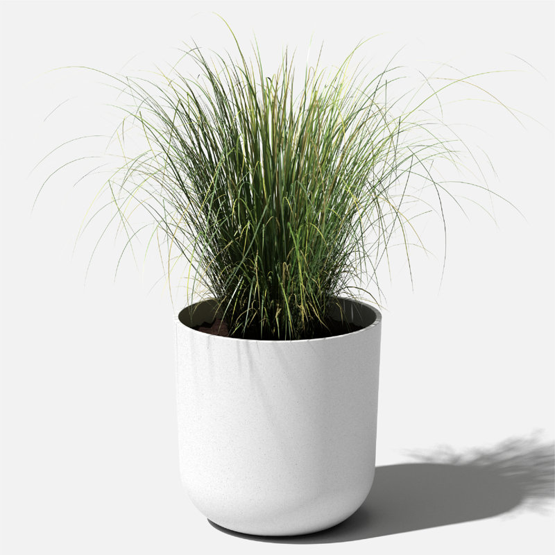 Kona 15" White Plastic-Stone Round Planter