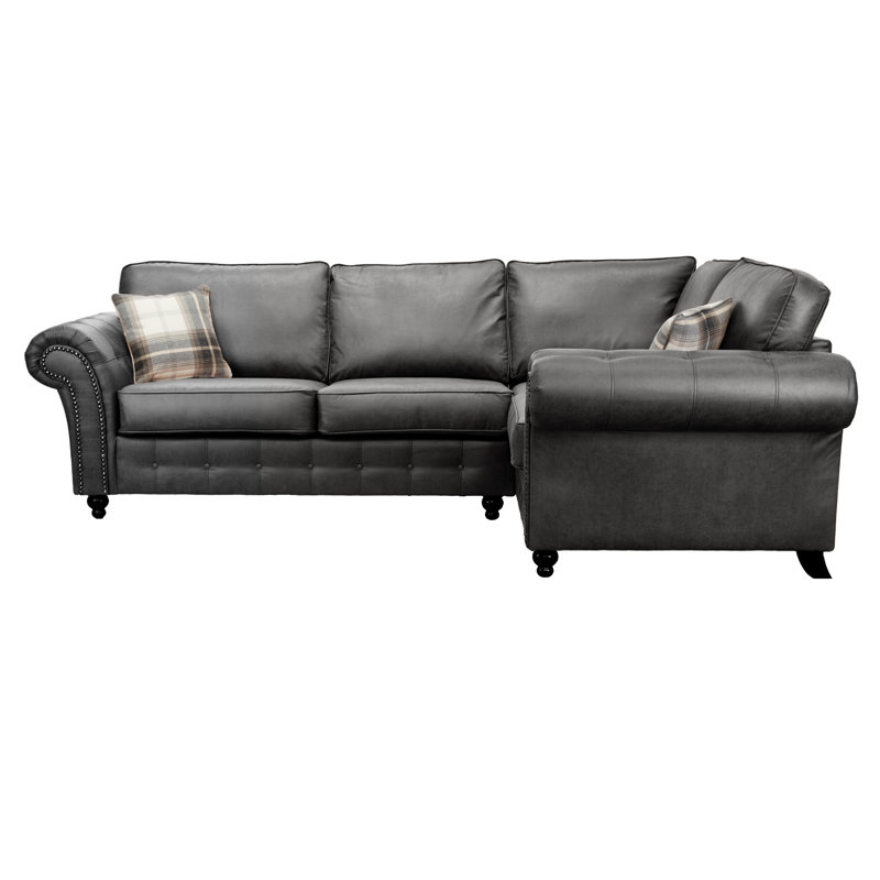 Bodnar Corner Sofa, Black, Right Hand Facing