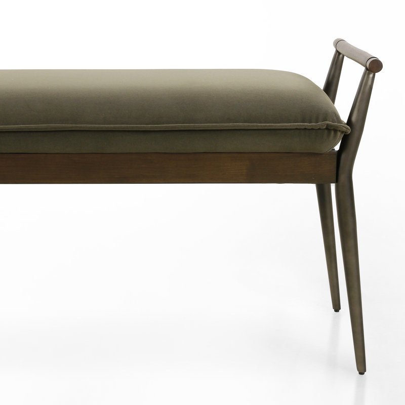 Charlotte Upholstered Bench, Modern Velvet Loden