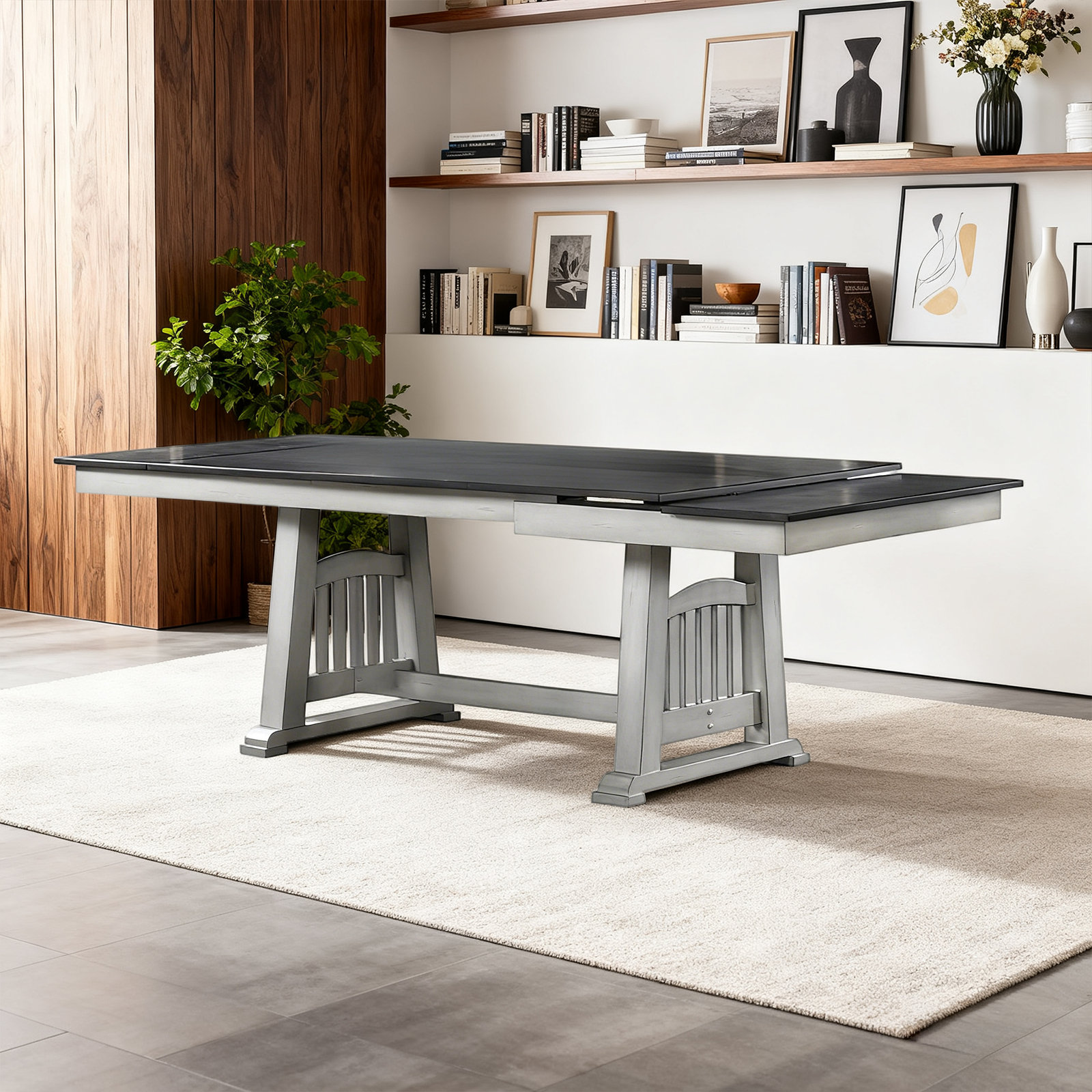 Lark Manor™ Farmhouse Extendable Dining Table With 2 Leaves, Solid Wood ...