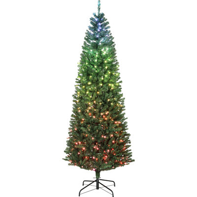 Arbre artificiel de 7 pi équipé de 350 lumières DEL qui fournissent 12 couleurs, 4 effets de scène, une luminosité et une vitesse réglables, des modes de bricolage, une apparence de sapin mince classique et 1245 pointes, une télécommande