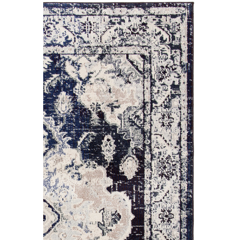 Almyra Oriental Area Rug, Runner 2'2" x 8', Ivory/Navy