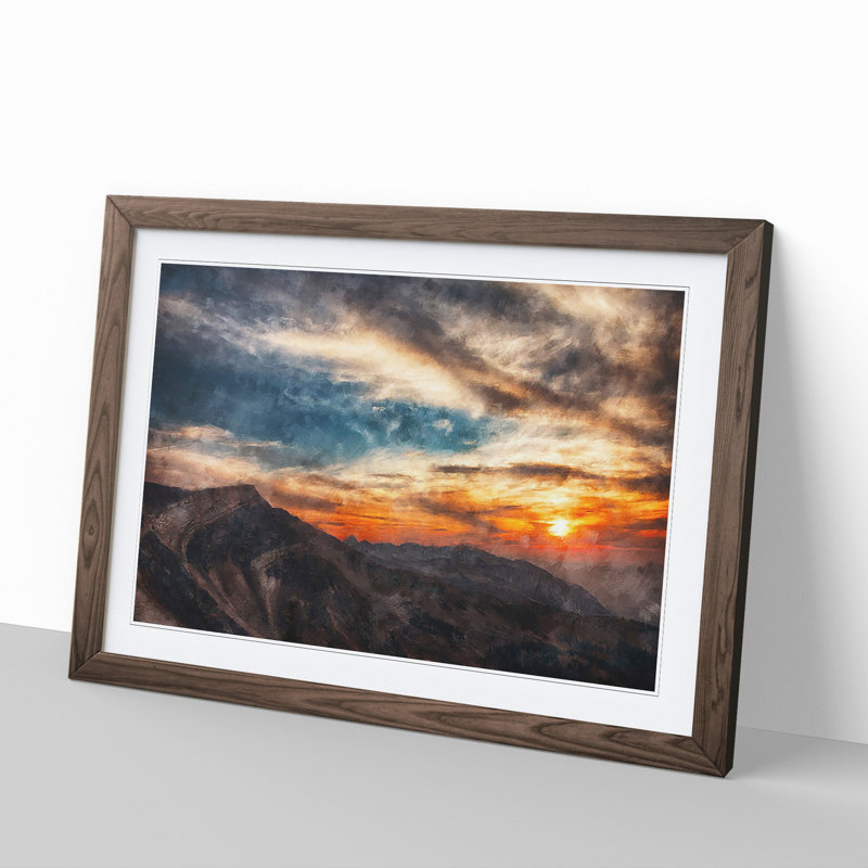 Sunset in Utah - Picture Frame Painting, Walnut Framed, 27cm H x 36cm W x 2cm D