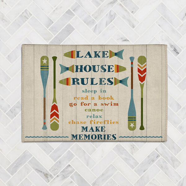 Lake Life Oars Doormat, Waves Oars Summer Lake House Door Mat