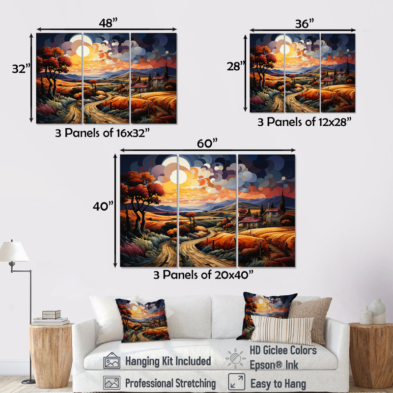 Ensemble d'art sur toile Cubic, Toile tendue, H 32 po x l 48 po x P 1 po