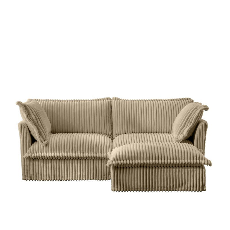 Modular Sofa With Ottoman for Shetucket Sectional Living Room Set Collection, 34.5" H x 83.5" W x 55" D, Brown Corduroy