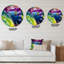 Horloge murale moderne Batik bleue, mauve et verte-59913041