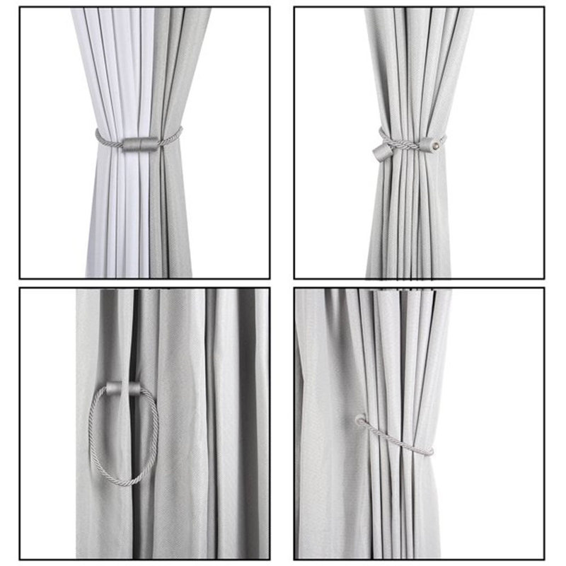Thristen Rayon 19.3" Magnetic Curtain Tieback, Silver