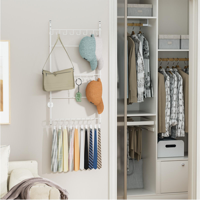 Over Door Hat Rack, 3 Tier Wall Mounted Hat Holder With 16 Hooks And 10 Movable Clips, Cap Hanger Storage Up To 26 Caps