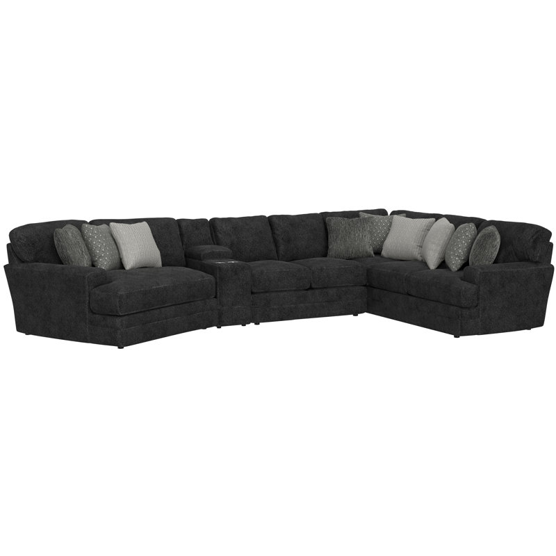Delicia 4pc Sectional With Cuddler, Gray Polyester, Right Hand Facing