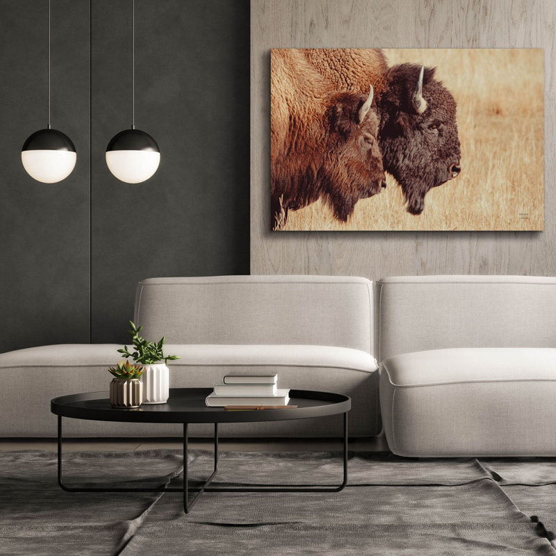 «Bison pair» par Nathan Larson, art mural sur toile, H 40 po x l 60 po x P 1,5 po