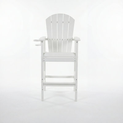 Chaise Adirondack en PEHD à hauteur de bar avec porte-gobelet, chaise de bar d'extérieur toutes saisons avec accoudoirs