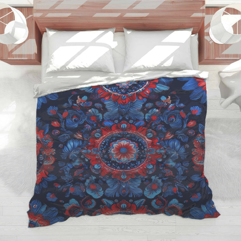 Édredon complexe à motif floral Mandala, Simple extra long