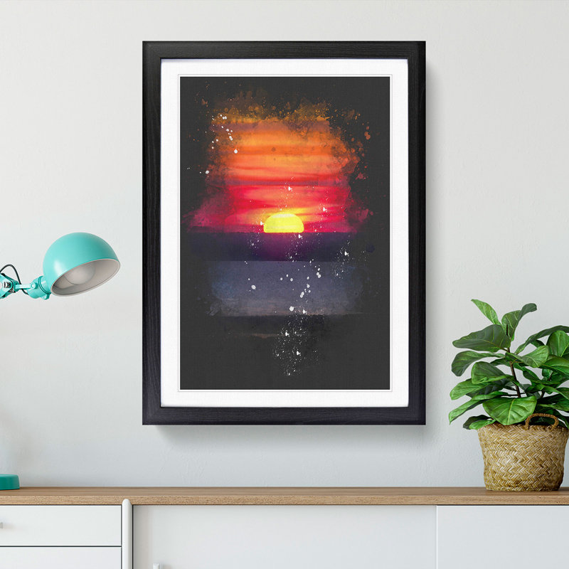 Sunset in Florida - Framed Print, 45cm H x 33cm W x 2cm D, Black Framed