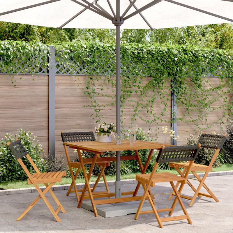 4 - Person Acacia Wood Patio Dining Set with Square Table, Black