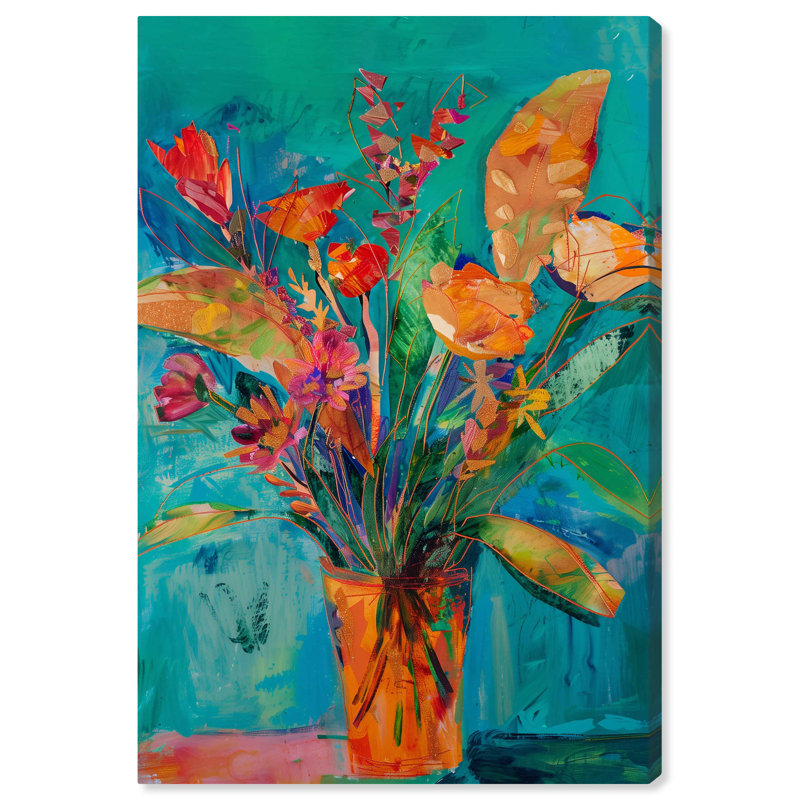 Vase à fleurs, Toile tendue, H 54 po x l 36 po