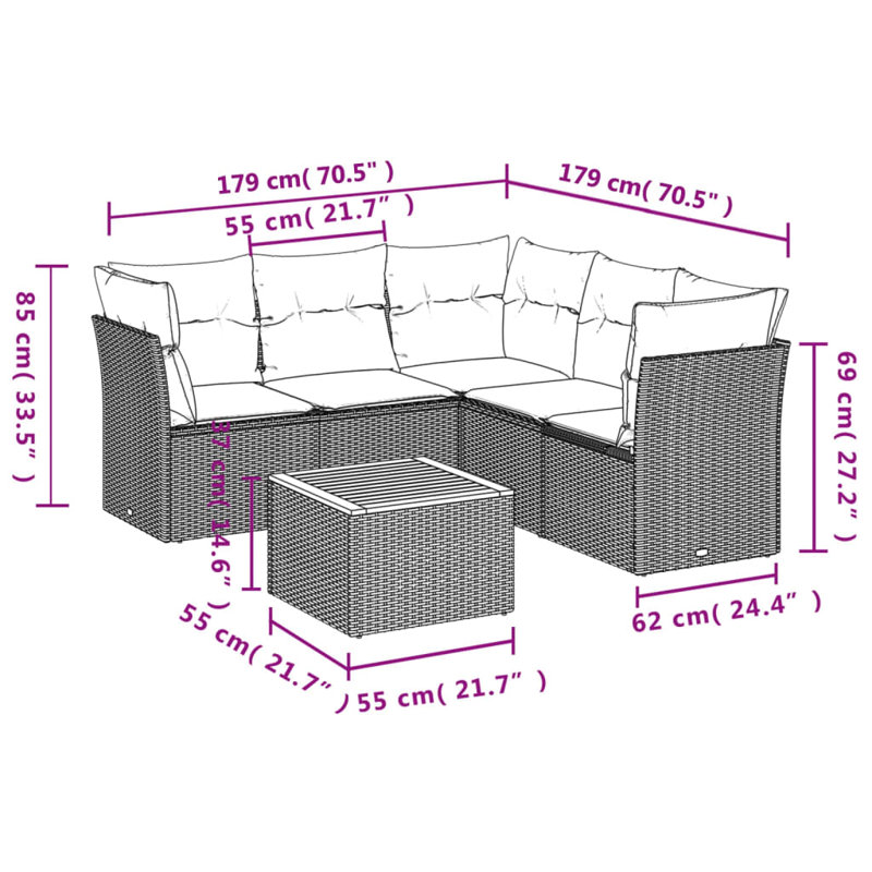 Ensemble de canapé de jardin Vidaxl noir, blanc crème