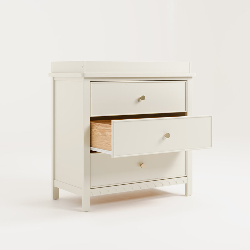 Sasha 3 Drawer Chest With Changing Topper, Frosted Oat