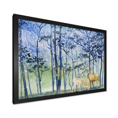 «Wild Life Of Deer Family», reproduction sur toile flottante