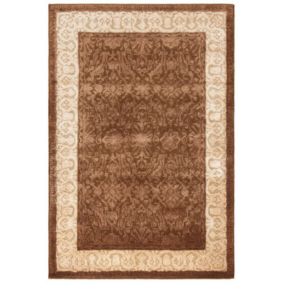 Braxtan Oriental Hand-Tufted Wool Chocolate Area Rug