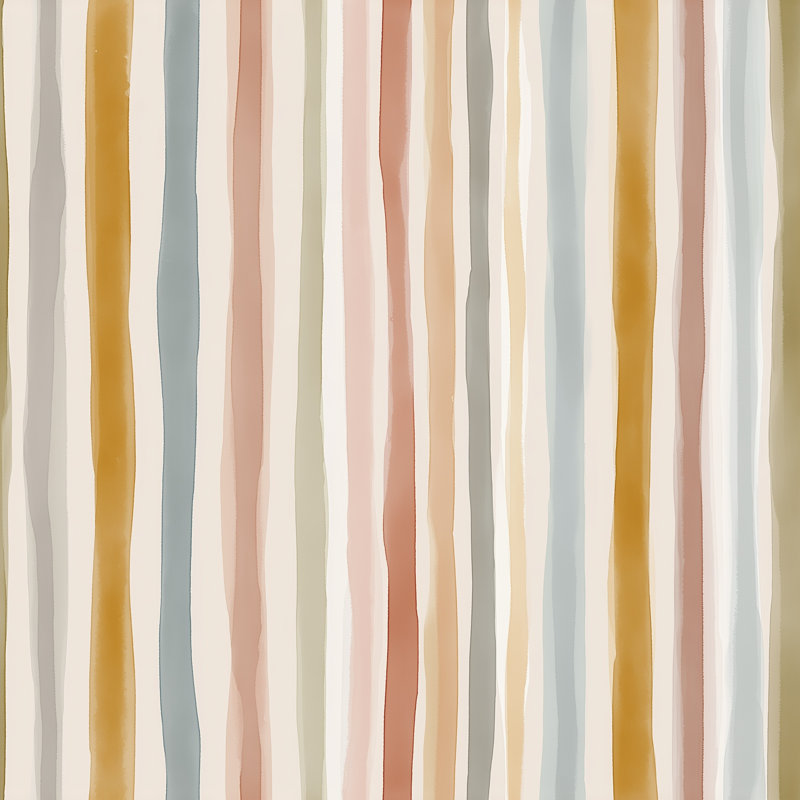 Papier peint à rayures verticales aquarelle peint à la main amovible, Peler et coller