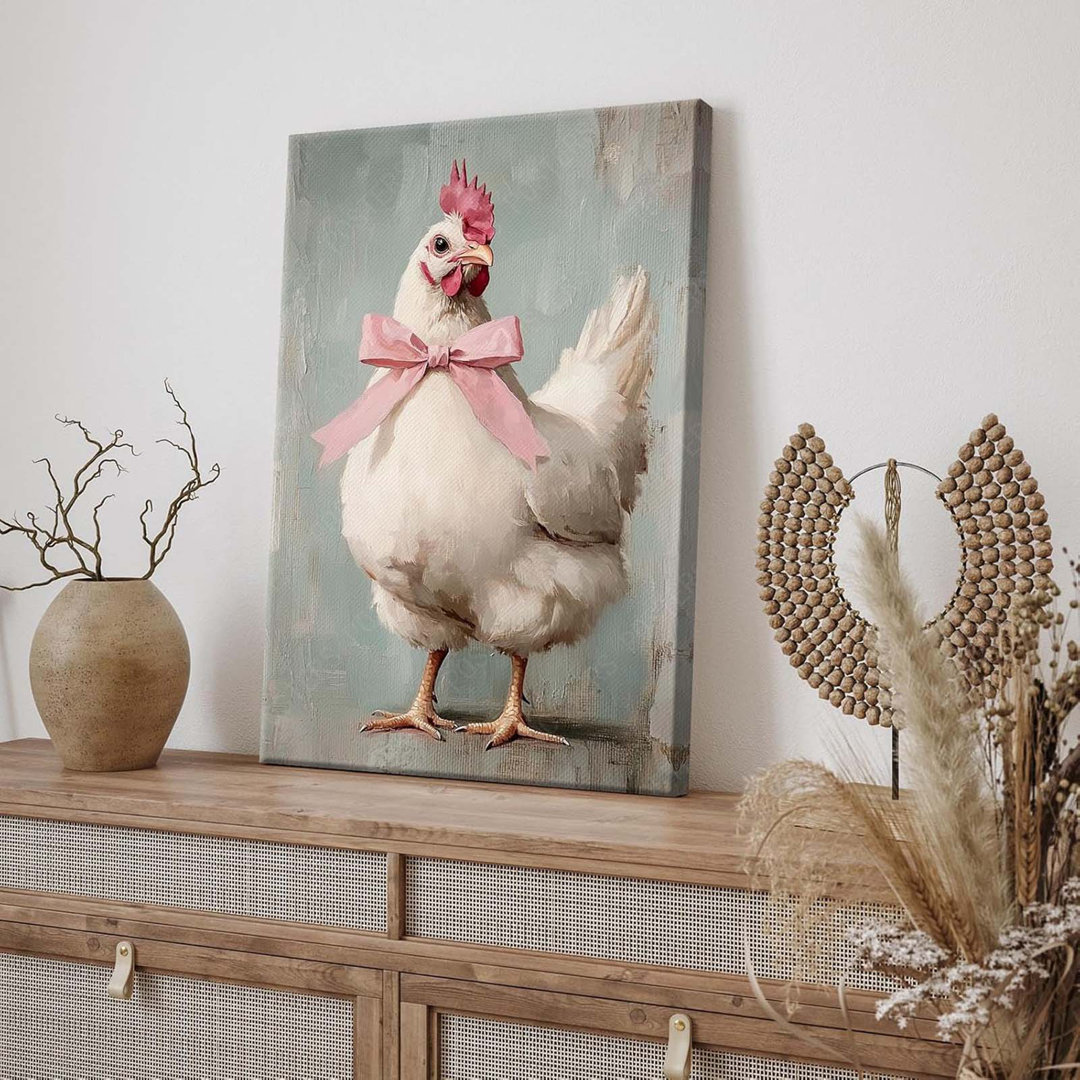 Trendy Hen Bow Nursery Art Poster Animal Wall Art Coquette Art