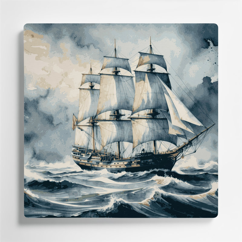 Nautique, grands voiliers, art mural en métal brun, H 32 po x l 32 po