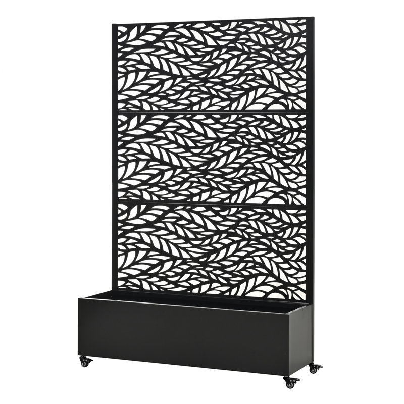 Mobile Planters, Metal 47 X 16 X 73 In, Modern Trellis Style For Patio Home