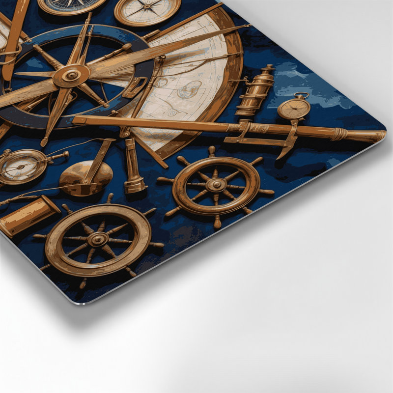 Art mural nautique, outils nautiques gris, H 11 po x l 14 po