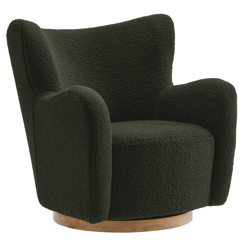Montrose Wingback Sherpa Swivel Accent Chair, Fern Polyester Blend