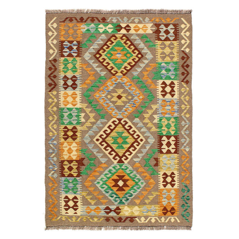 Tapis réversible en laine tissé à plat 3 pi 6 po x 5 pi Kilim