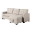 Canapé modulaire rembourré beige avec méridienne - rembourrage en mousse de lin à 3 sièges, coussins de dossier amovibles et rangement pour accueillir et divertir les attentes des visiteurs de nuit-2102676159