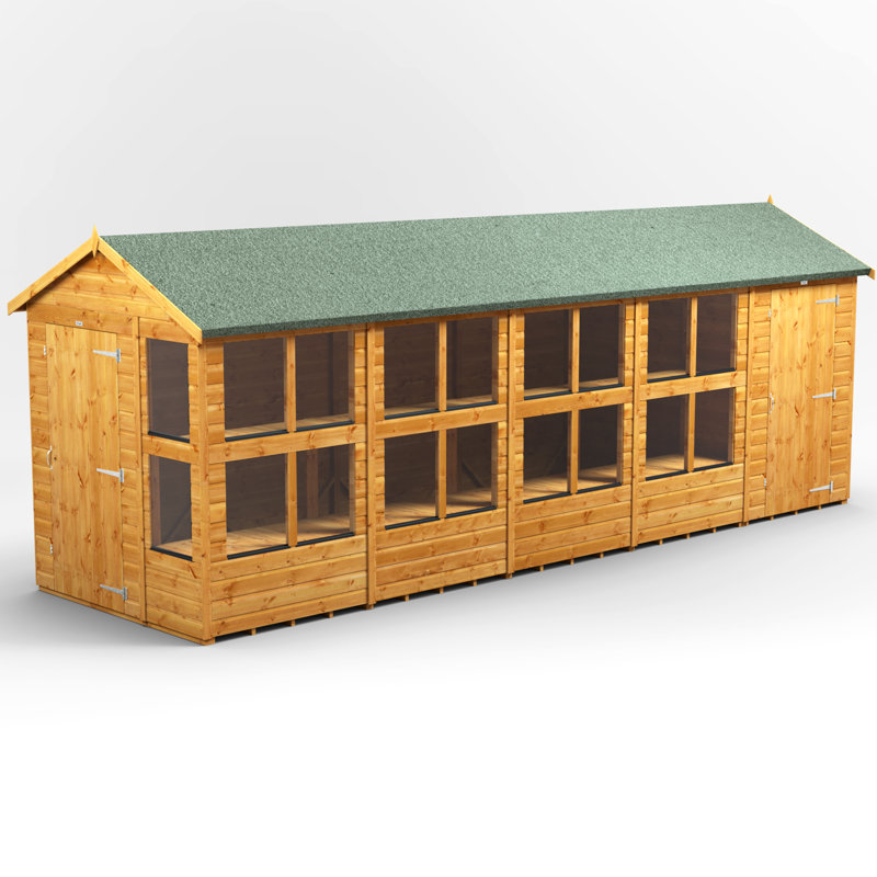 Powersheds 20 x 6ft Timber Tongue & Groove Apex Potting Shed Combi (includes 4ft Side Store)