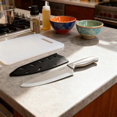 8" Stainless Steel Chef's Knife With Blade Guard