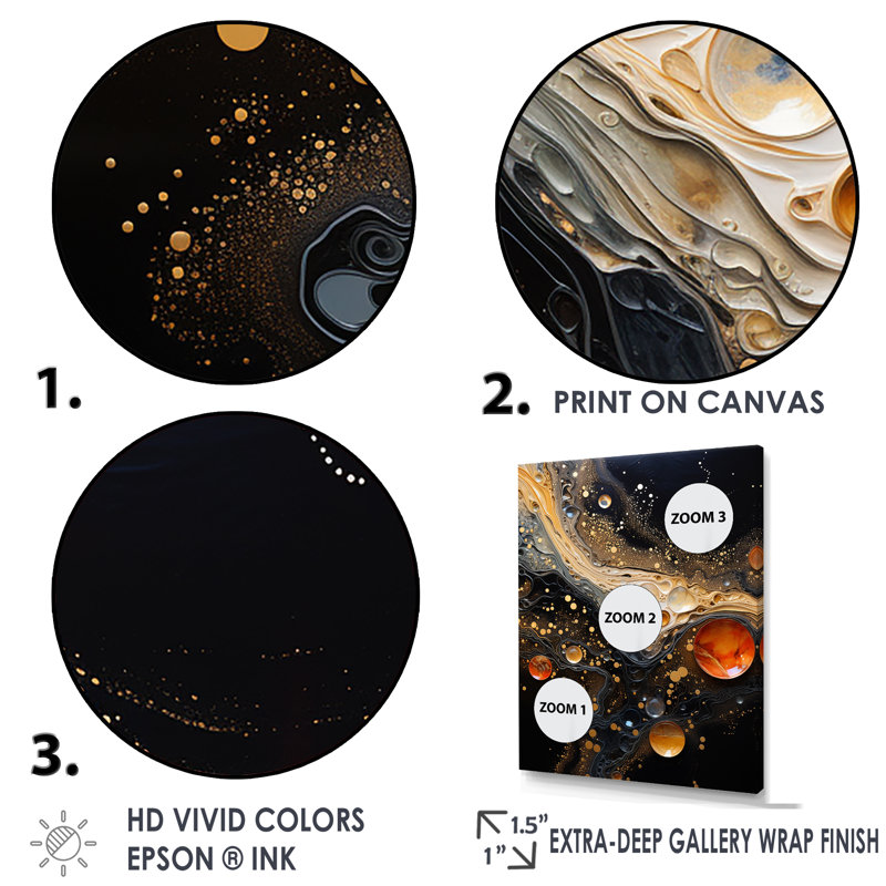 «Abstract Coffee Nitro Nebula», art abstrait sur toile, formes abstraites, Cadre flottant doré, H 40 po x l 30 po