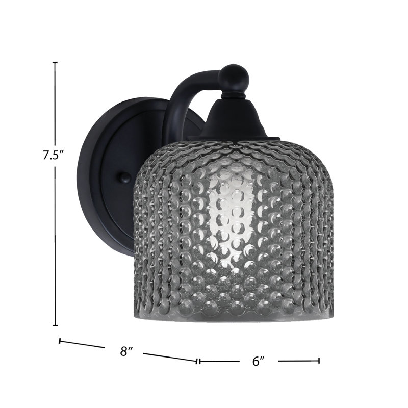 Paramount Wall Sconce  Matte Black Finish 6" Smoke Glass, Matte Black, Black
