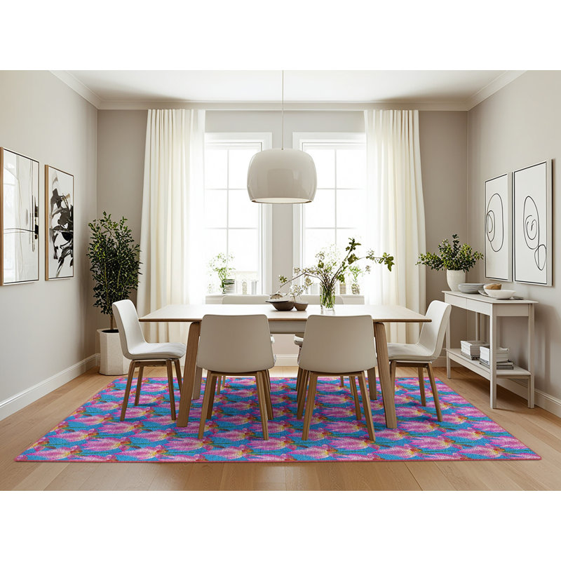 Tapis floral mauve / rouge, Rectangle 7 pi x 10 pi