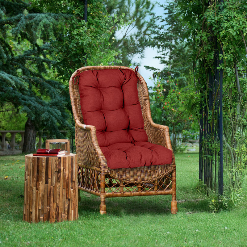  Aoodor Outdoor Tufted Back Cushions Patio Replacement Chair Cushion, Red
