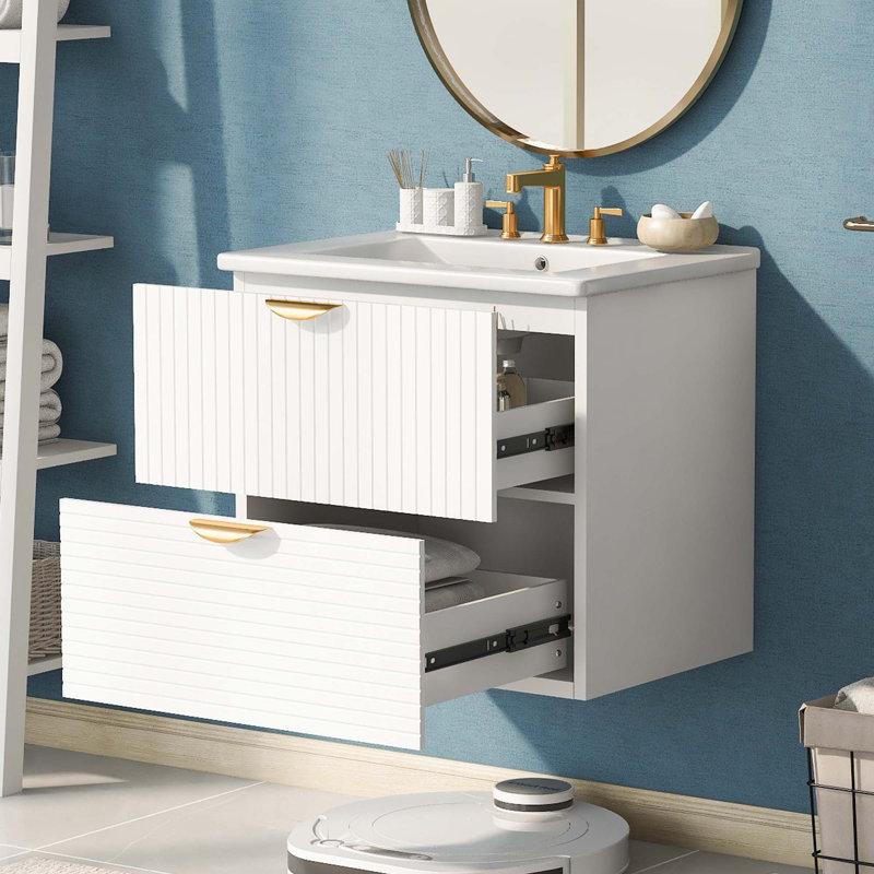 Ensemble de meuble-lavabo mural Aldaco, Blanc