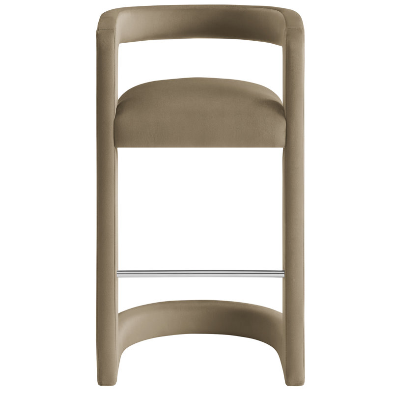 Winslow Performance Velvet Stool, Taupe, Bar Stool (30.5" Seat Height)
