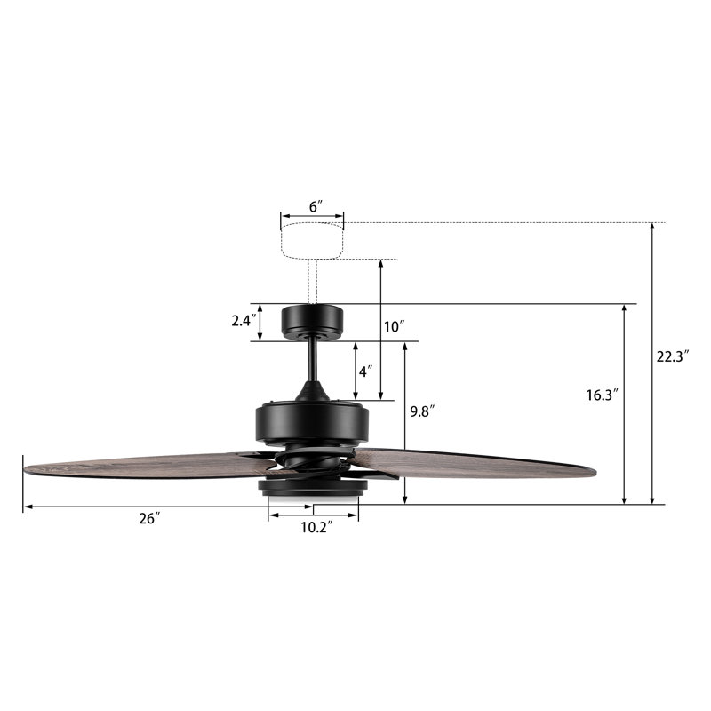 Viara 52'' Ceiling Fan with LED Lights, Black