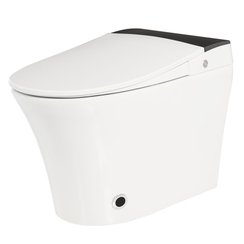 Smart Toilet With Heated Seat, One Automatic Flush Toilet, Without Bidet, Foot Sensor Flushing, Blue Night , Knob Controlled, Power Outage Enabled, Soft Close Cover, White Bathroom Fixture Flush,