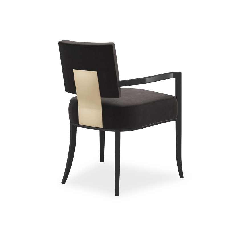Caracole Classic Upholstered Arm Chair, Black, Black/Gold