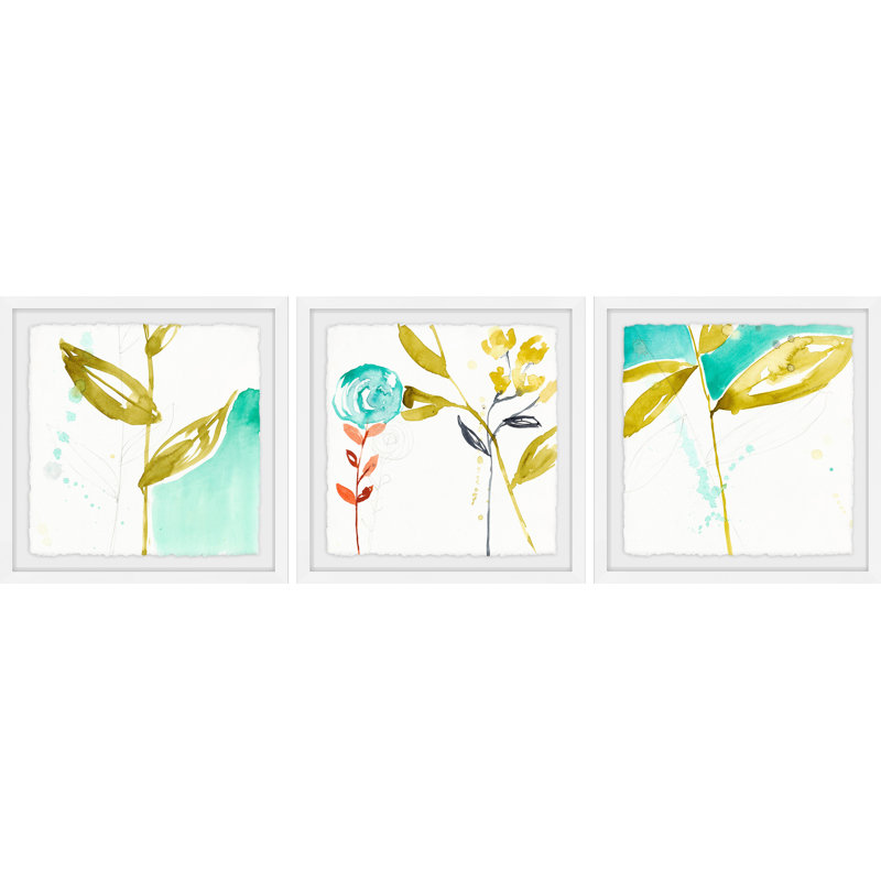 Painted Whimsy Triptych - Ensemble de 3 reproductions de cadres photo, H 18 po x l 18 po x L 1,5 po