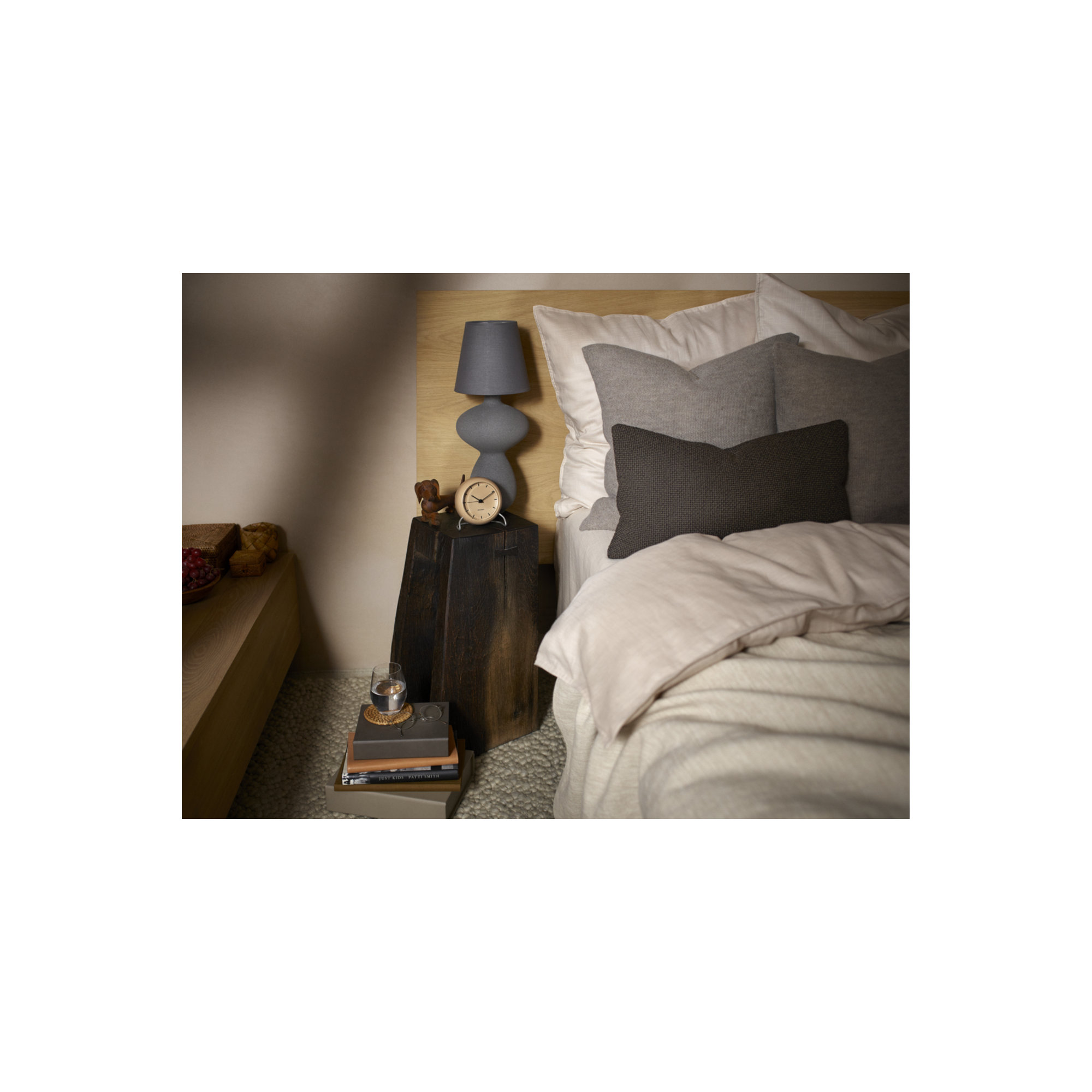 City Hall Analog Electric Alarm Tabletop Clock, Sandy Beige/Silver
