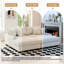 Canapé-lit surdimensionné rembourré en chenille blanc cassé avec accoudoirs et coussins décoratifs-1126573715